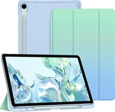 Produktbild von Fintie Hülle für Samsung Galaxy Tab S9 FE 10.9 Zoll/Tablet S9 11 Zoll 2023 mit Stifthalter, Ultradünn Schutzhülle mit Translucent Rückseite Cover und Auto Schlaf/Wach Funktion, Farbverlauf