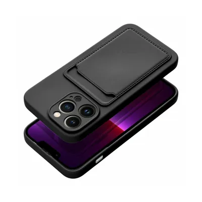 Image de CardCase Étui pour téléphone portable Étui en silicone compatible avec l'iPhone 16 Pro Noir