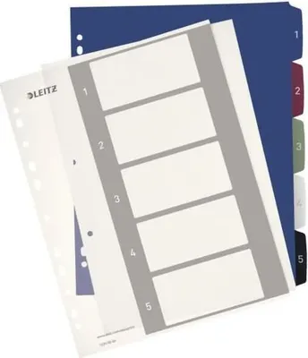 Produktbild von Leitz 12350000, Numerischer Registerindex, Polypropylen (PP), Mehrfarbig, Porträt, A4 Maxi, 245 mm