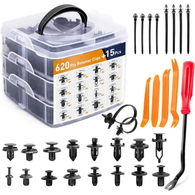 Image de Ensemble de clips de voiture dans l'organisateur 16 tailles Pvc 620pcs