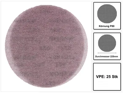 Produktbild von Mirka ABRANET Schleifscheiben Grip 225 mm P80 25 Stk. ( 5422302580 )