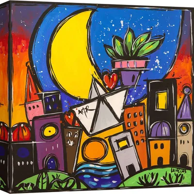 Obrázek produktu pro Bunter Leinwandbuild - Wallas - Noc na vesnici - 50X50 cm