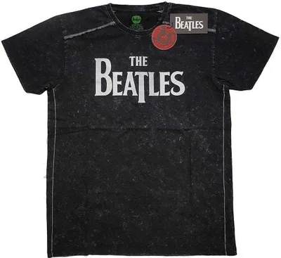 Image de T-shirt noir délavé avec logo T des Beatles