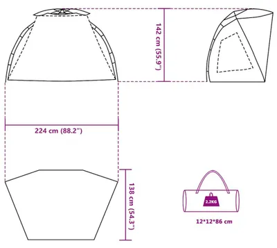 Produktbild von vidaXL Strandzelt 2 Personen Azurblau Quick Release Wasserdicht