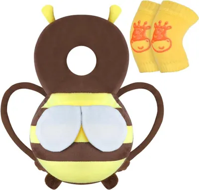 Imagen del producto de Almohadilla de protección para la cabeza de bebés, ajustable, para edades de 4 a 24 meses, con mochila y protectores para las rodillas, ideal para bebés que gatean