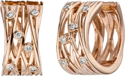 Produktbild von JOBO Creolen breit 585 Gold Rotgold 12 Diamanten Brillanten Ohrringe Rotgoldcreolen