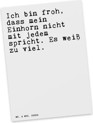 Produktbild von Mr. & Mrs. Panda Grußkarte Ich bin froh, dass... - Weiß - Geschenk, Spruch Sprüche Weisheiten Zitate Lustig Weisheit Worte, Unicorn, Postkarten, Freunde, Postkarte