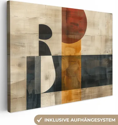 Produktbild von MuchoWow® - Leinwandbilder - Abstrakt - Kunst - Formen - Modern, Wandbild, Wanddeko Bilder Wohnzimmer, 120x90 cm