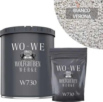 Produktbild von Steinteppich Set Marmorkies Bodenbeschichtung W730 Bianco Verona Cremeweiss 4-8mm - (25Kg) 2qm