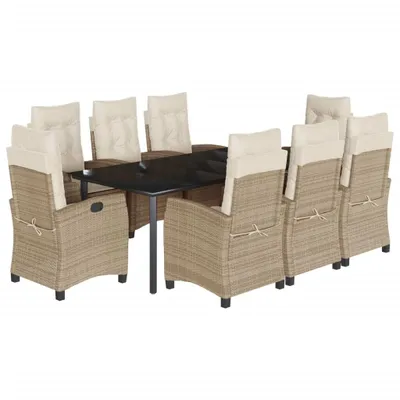 Produktbild von "im Sonderangebot" 9-tlg. Garten-Essgruppe - elegantes Design - Sitzgruppe/Gartenmöbel-Set - mit Kissen Beige Poly Rattan - Terassenmöbel DEMöbel642636