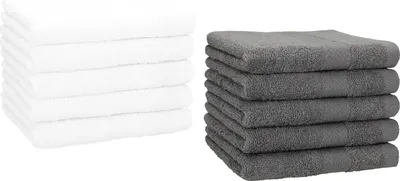 Produktbild von Betz 10 Stück Gästetücher 30x50 cm PREMIUM 100% Baumwolle Set Farbe: weiß und anthrazit