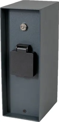 Produktbild von Grafner Edelstahl Design Gartensteckdose Dämmerungssensor, 3 Steckdosen, IP44, eckig, anthrazit, KEIN ROST – Pulverbeschichtung, Energiesäule Mehrfach Metall Außen Steckdose schwarz Helligkeitssensor