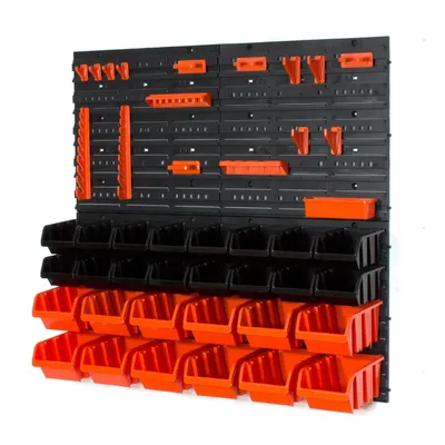 Imagen del producto de 28 cajas apilables con estante de pared, 80 x 80 cm | placas de pared para almacenamiento, estantería para almacenamiento
