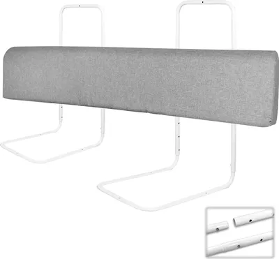 Produktbild von LARS360 100cm Rausfallschutz Bett Höhenverstellbar Bettgitter für Kleinkinder Bettkantenschutz mit Reißverschluss und Druckknopfleiste Tragbare Bettschutzgitter Kinderbett Zubehör Leinengrau