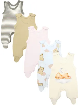 Produktbild von TupTam Unisex Baby Strampler mit Aufdruck 5er Set, Farbe: Bären_Streifen_Ballon , Größe: 68