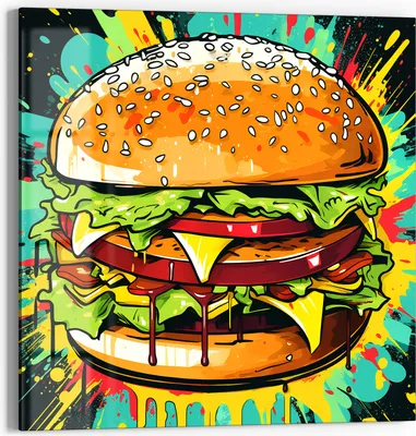 Produktbild von DEQORI Glasbild Echtglas 30x30 cm 'Buntes Burgerfest' Wandbild Bild modern Deko