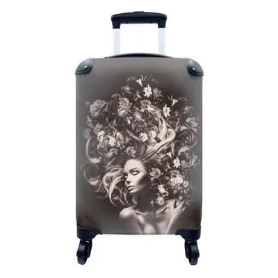 Produktbild von MuchoWow® Koffer Handgepäck Trolley Rollkoffer Kleine Reisekoffer mit 4 Rollen - Blumen - Frau - Natur - Cabin Size < 55x40x23 cm & 55x40x20 cm - Fotokoffer - Kabinenkoffer - Boardgepäck - Reise-Box - Reisekoffer - Reisegepäck - Koffer mit Bild - Trolley für Kinder