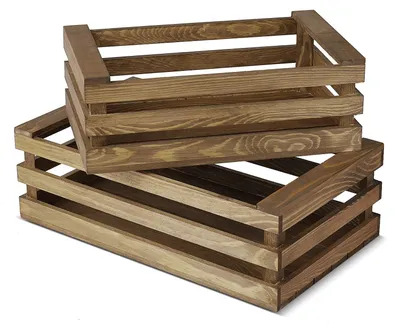 Immagine prodotto di Contenitori in legno decorativi – stile rustico, finitura vintage, set di 2