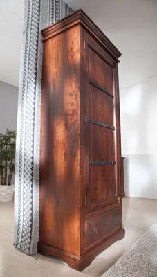 Image de MASSIVMOEBEL24 | Armoire 80x40x193 Acacia laqué Nougat OXFORD #900