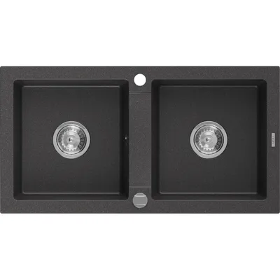 Obrázok produktu pre Mexen Mario granitový dvojkomorový drez 820 x 436 mm, Čierna škvrnitá - 6504822000-76