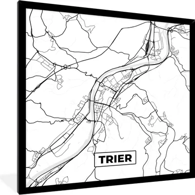 Produktbild von MuchoWow® Gerahmtes Poster Karte - Trier - Stadtplan 40x40 cm - Poster mit Schwarzem Bilderrahmen Wandposter Rahmen Foto Bilder - Mit Rahmen - Wanddekoration Schlafzimmer