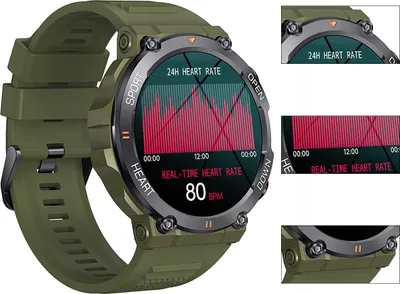 Smartwatch Outdoor, Bluetooth-Anruf, Herzfrequenz & Blutsauerstoff, 1,39" IPS, 3ATM