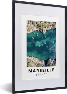 Produktbild von MuchoWow® Gerahmtes Poster Frankreich - Marseille - Boot 40x60 cm - Poster mit Schwarzem Bilderrahmen Wandposter Rahmen Foto Bilder - Poster in Rahmen