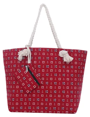 Produktbild von Große Strandtasche Shopper mit Reißverschluss - Strand-Maritim Design rot