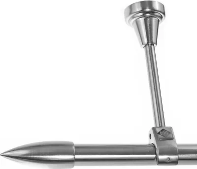Produktbild von Edelstahl Look Gardinenstange 20mm Deckenträger 1-läufig Spitze, Länge wählbar D51 E82 R