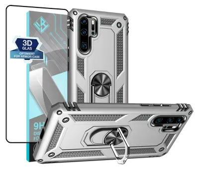 Produktbild von Armor Outdoor Handyhülle für Huawei P30 Pro Handy Panzer Case Schutzhülle mit 9H Displayglas Displayschutz Farbe: Silber