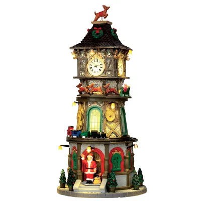 Produktbild von Weihnachtsdorf Christmas Clock Tower 16x33x16 cm mit Licht und Sound