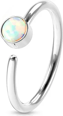 Produktbild von viva-adorno 0,8mm Nasenring Nasenpiercing Piercing Hoop Ring Opal Tragus Helix Cartilage Rook Ohrpiercing Z520,silber / weiß