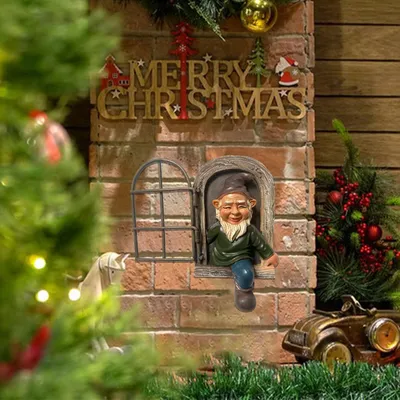 Image de Elf Out The Door : nains de jardin à accrocher aux arbres, nains de jardin d'extérieur, Elf Out The Door, figurines de nains de jardin, figurines à accrocher aux arbres, décoration de jardin, pour la terrasse ou la pelouse