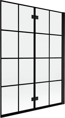 Zdjęcie produktu dla Mexen Mist parawan nawannowy 2-skrzydłowy prawy 130 x 150 cm, czarna kratka, czarny - 8A9-130-002-70-77-P