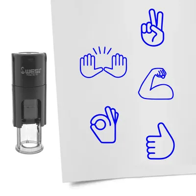 Obrázok produktu pre Sada pečiatok CombiCraft ručičky emojis modrá s 5 pečiatkami