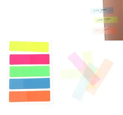 12 Packungen Haftstreifen Pagemarker 12x45mm, 5 Farben: orange, blau, grün, gelb, fuchsie