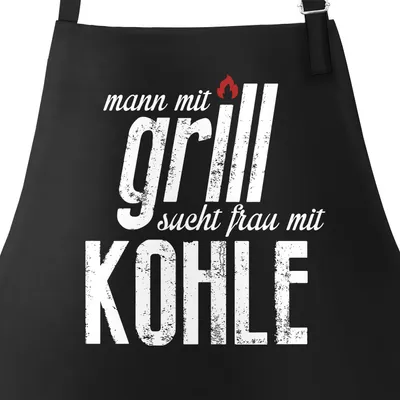 Produktbild von Grill-Schürze Mann mit Grill sucht Frau mit Kohle Moonworks® schwarz unisize