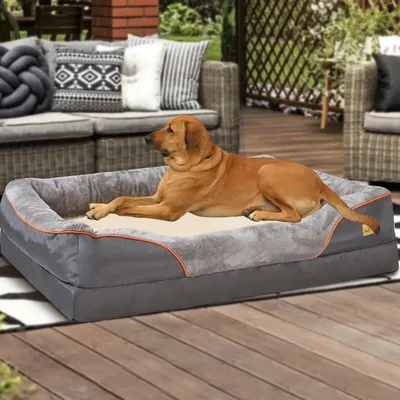 Produktbild von Orthopädisches Hundebett XXL - Hundematratze - Extra Weicher Schaum - Wasserdicht - Abnehmbarer Bezug - Baumwollrand - Dunkelgrau