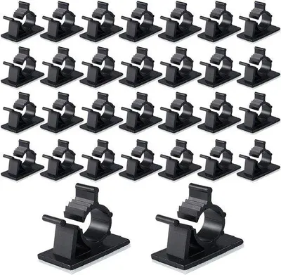 Produktbild von Famanu Kabelclips 30 Stück - Selbstklebende Kabelhalter für effektives Kabelmanagement - Schwarz