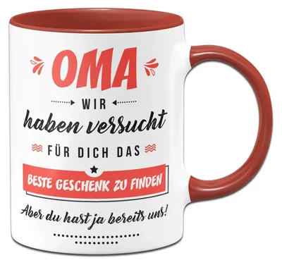Kaffeetasse mit Oma-Spruch, 330 ml, Keramik, rot