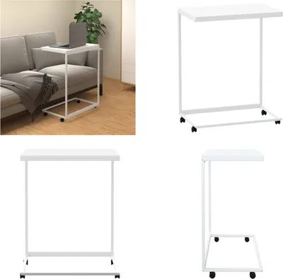 Zdjęcie produktu dla vidaXL Stolik boczny na kółkach Biały 55x35x70 cm Materiał drewnopochodny - Stolik boczny - Stoliki boczne - Stolik kawowy - Stolik pod sofę