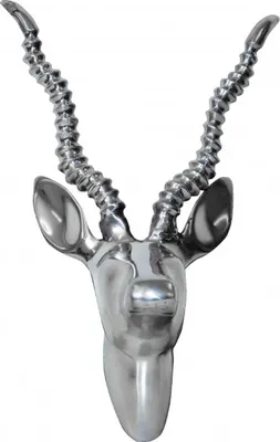 Produktbild von Casa Padrino Designer Geweih Deko Wand Gazelle Figur aus poliertem Aluminium - Wandfigur - Geweih - Wandgeweih