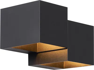 Produktbild von QAZQA - Moderne Wandleuchte schwarz 2-flammig - Transfer Double I Wohnzimmer I Schlafzimmer - Aluminium Quadratisch I Andere - LED geeignet G9