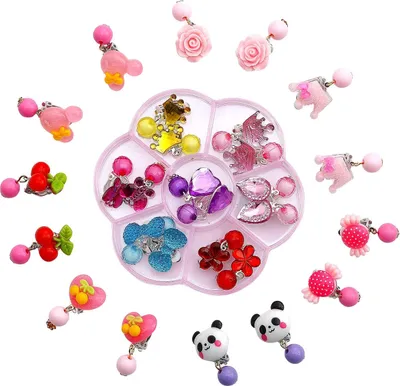 Produktbild von Kinder Clip auf Ohrringe, 14 Paare von Clip Mädchen Ohrringe Mädchen Spiel Ohrringe Prinzessin Clip Ohrring Set für Party verpackt