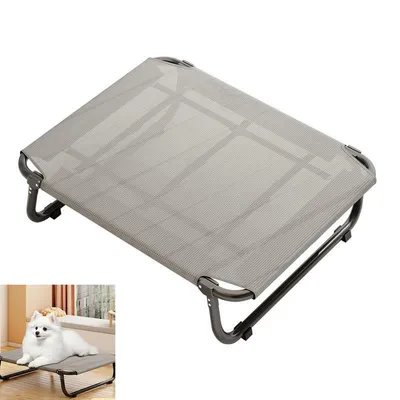 Produktbild von Faltbares Hundebett erhöht, Robust & Atmungsaktiv, Feuchtigkeitsbeständig, Alle Jahreszeiten, Hahnentrittmuster, 61x50x13 cm