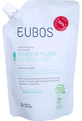 Zdjęcie produktu dla EUBOS SENSITIVE SHOWER & CREAM saszetka uzupełniająca, roztwór 400 ml