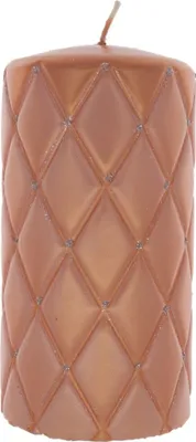 Produktbild von tradingbay24 Elegance-Stumpenkerze Diamant mit Glitzerelementen Handarbeit Ø 7 cm, 14 cm glänzend orange tb00133 handmade Deko-Kerze Design-Kerze Elegance-Kerze