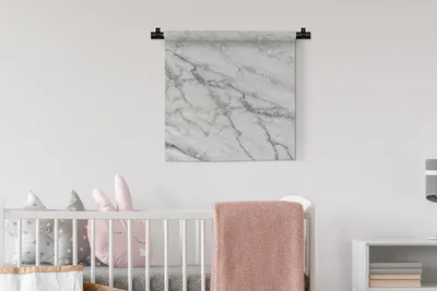 Produktbild von MuchoWow® Wandteppich Wandbehang Marmor - Weiß - Grau 60x60 cm Tapisserie Dekoration Wandtuch - Dekorationen - Wand Decke