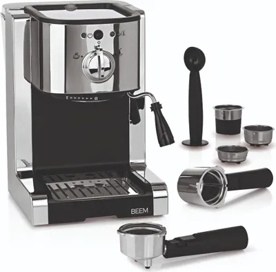 Obrázok produktu pre BEEM ESPRESSO PERFECT, Espresso kávovar, 1,25 L, Mletá káva, 1470 W, Čierna, Strieborná