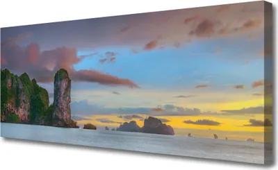 Produktbild von Tulup Leinwand-Bilder 125x50 Wandbild Canvas Kunstdruck Meer Gebirge Landschaft